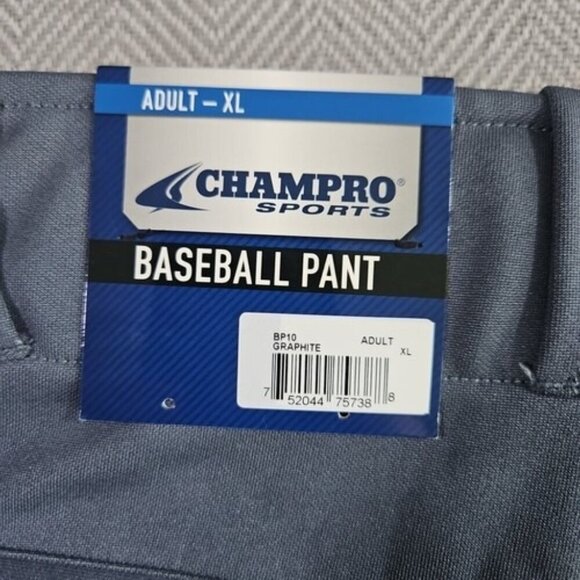 Champro Sports Men's Baseball Pants Adult XL Graphite New with Tags 40x42 - Picture 4 of 12